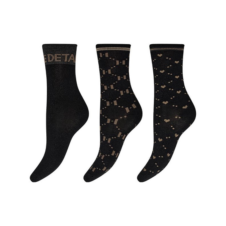 Socks 3-pack Hype the Detail, black with sand print 37-41