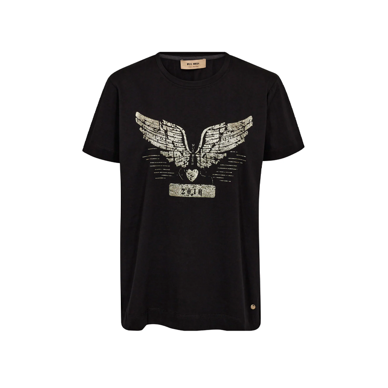 Teja o-ss deco tee Mos Mosh, black