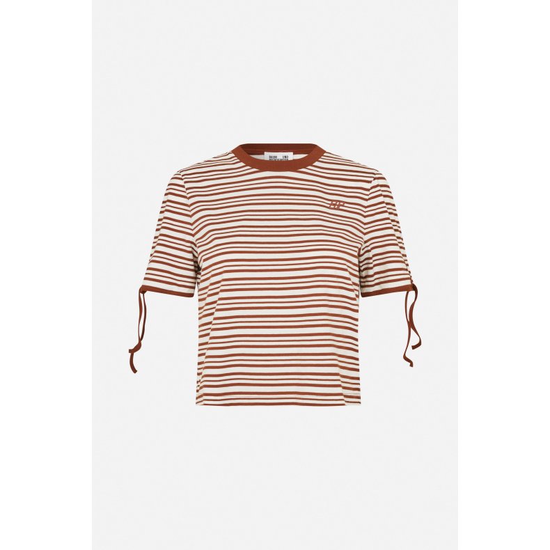 Janet t-shirt Baum und Pferdgarten, caramel brown stripes