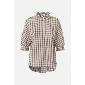 Margit shirt Baum und Pferdgarten, creme mini check