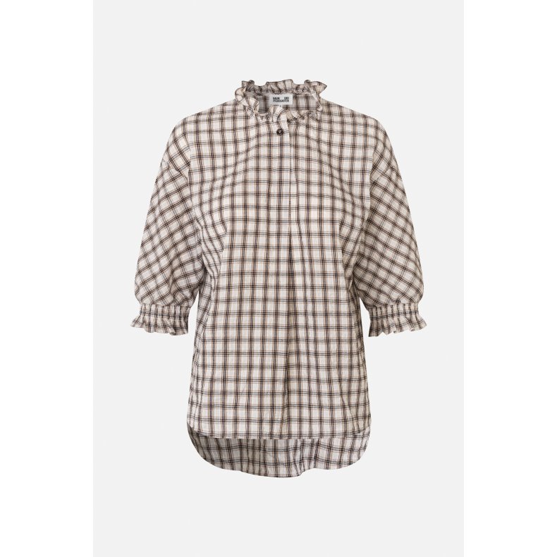 Margit shirt Baum und Pferdgarten, creme mini check