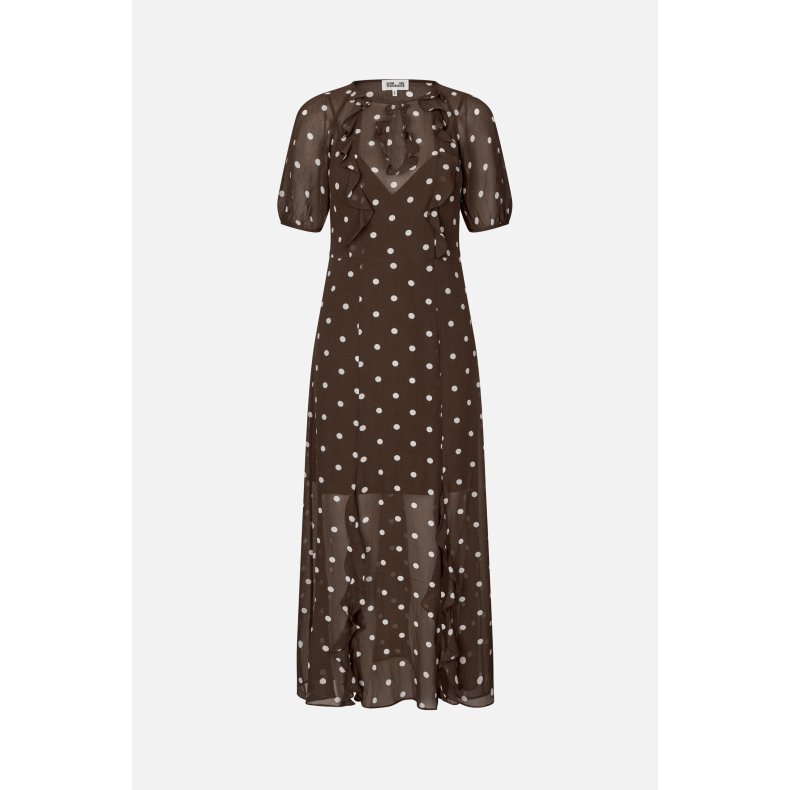 Alara dress Baum und Pferdgarten, coffee bean dots