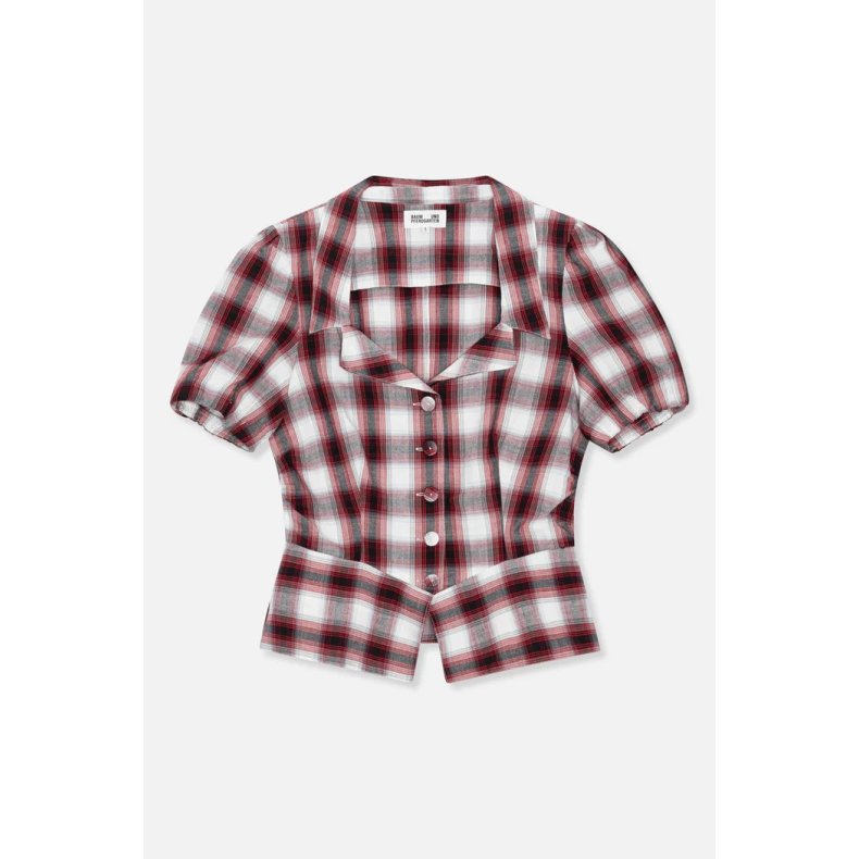 Macaia blouse Baum und Pferdgarten, red check