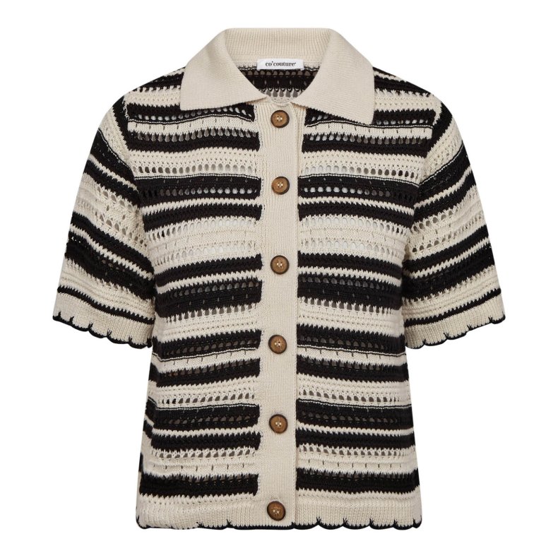 Odette stripe ss cardigan Co'Couture, off white/black