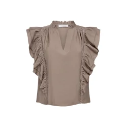 Callum lace frill v-top Co'Couture, taupe
