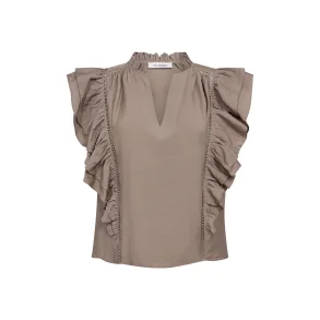 Callum lace frill v-top Co'Couture, taupe
