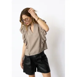 Callum lace frill v-top Co'Couture, taupe