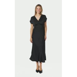 Clarita drapy sateen dress Neo Noir, black