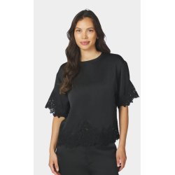 Elle heavy sateen lace top Neo Noir, black