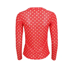 Annie mesh blouse Black Colour, red dot