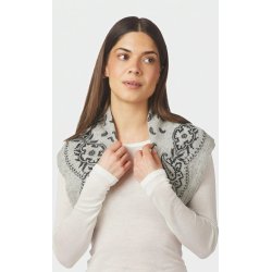 Lolana paisley knit scarf Neo Noir, grey melange