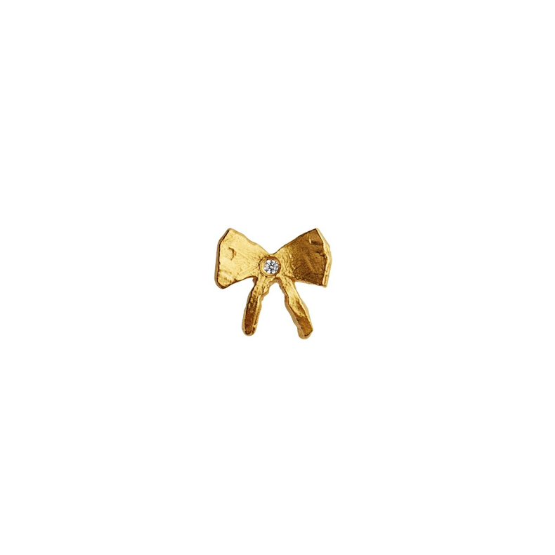 Petit bow single earring with stone Stine A, gold