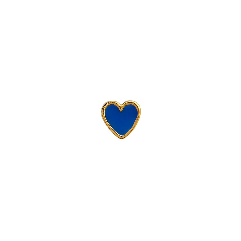 Petit love heart single earring enamel Stine A, cobalt blue