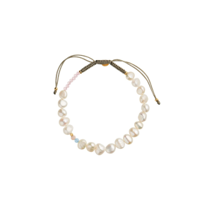 Perlie creme bracelet Stine A, blue and pink stone