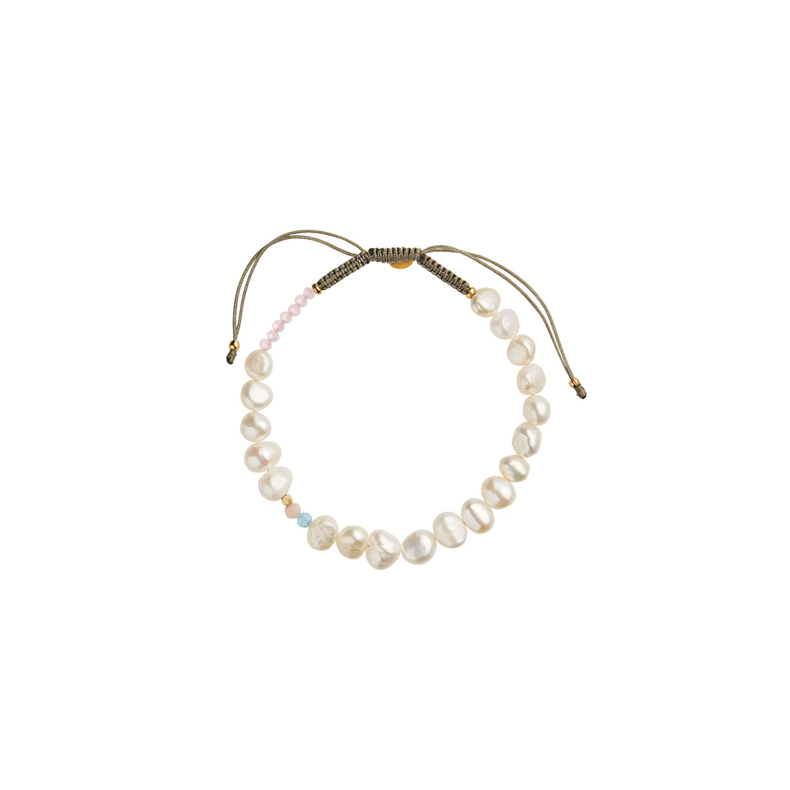 Perlie creme bracelet Stine A, blue and pink stone