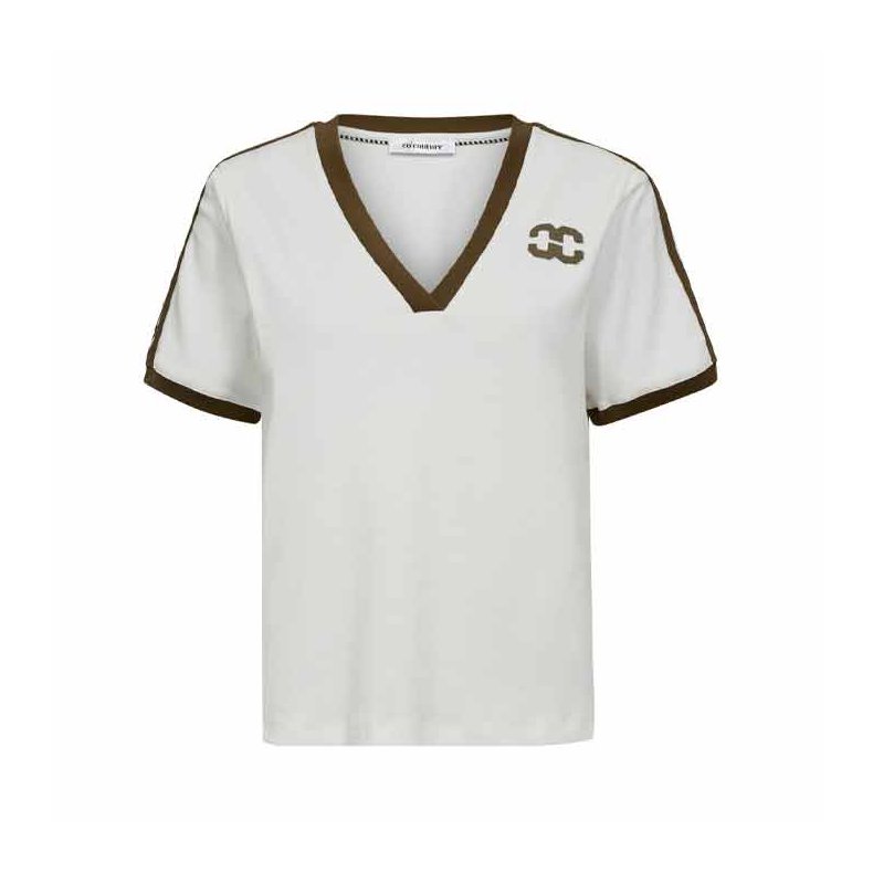 Edgecc stripe v-tee co'couture, off white military olive
