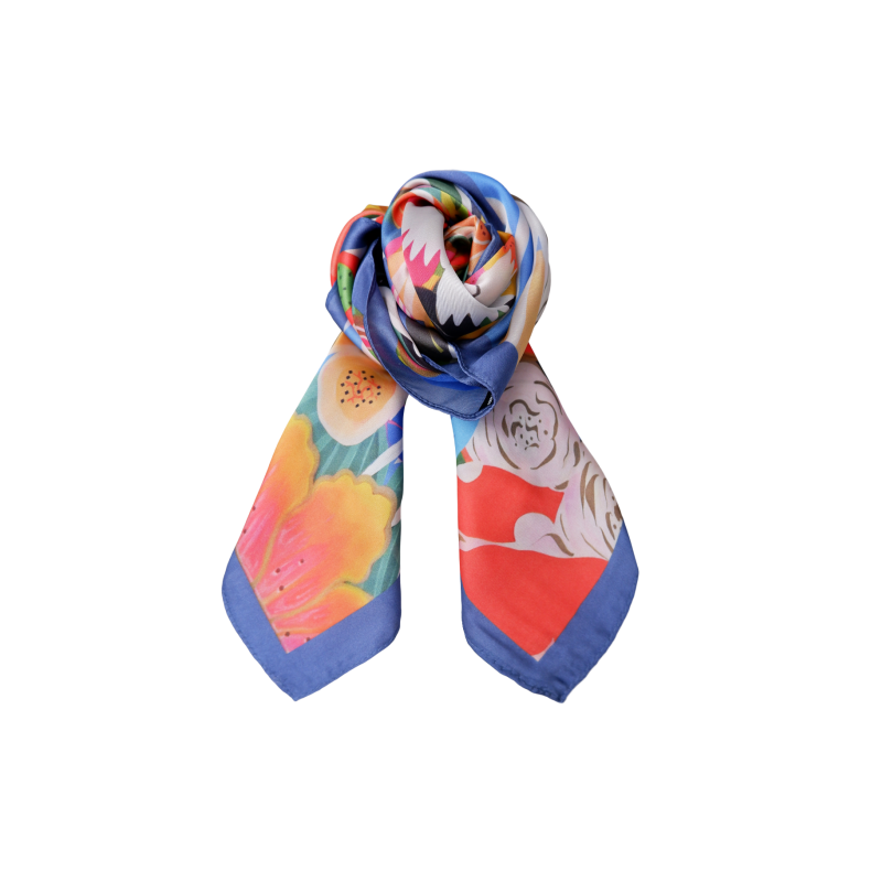 Eden mini scarf Black Colour, multi blue