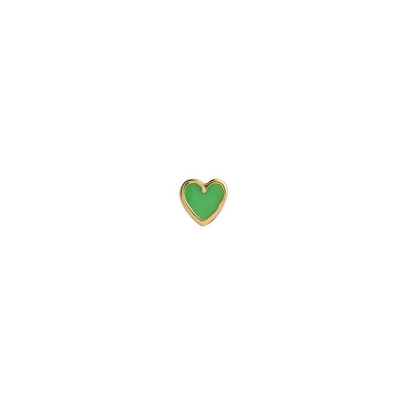 Petit love heart single earring enamel Stine A, grass green