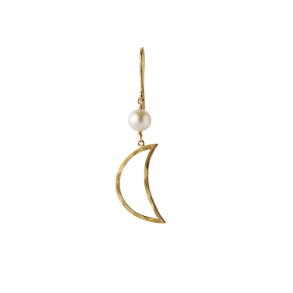 Bella moon single earring with pearl, gold
