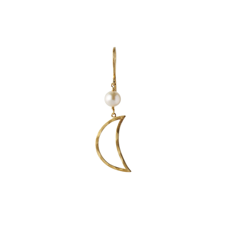Bella moon single earring with pearl, gold