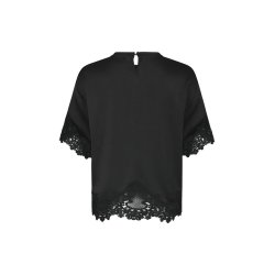 Elle heavy sateen lace top Neo Noir, black