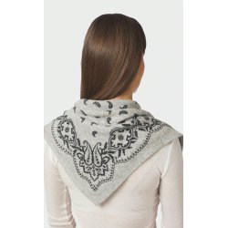 Lolana paisley knit scarf Neo Noir, grey melange