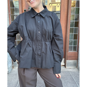 Sophie poplin puffed hem shirt Rabens Saloner, black