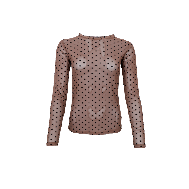 Mcjennie dotted mesh blouse Black Colour, espresso
