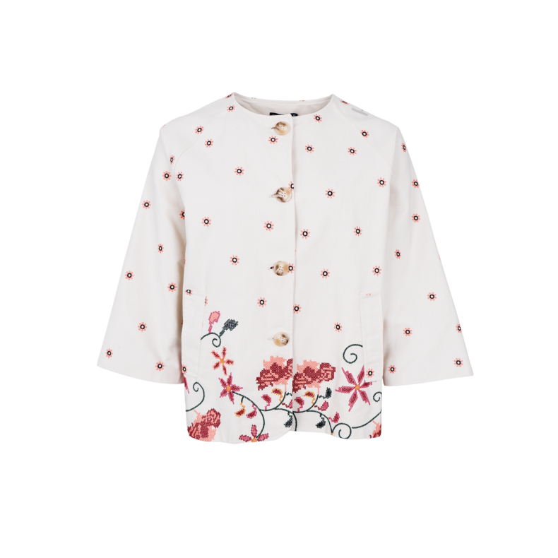 Cross jacket Black Colour, off white