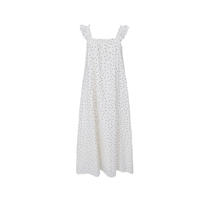 Benedikt dress Black Colour, off white dot