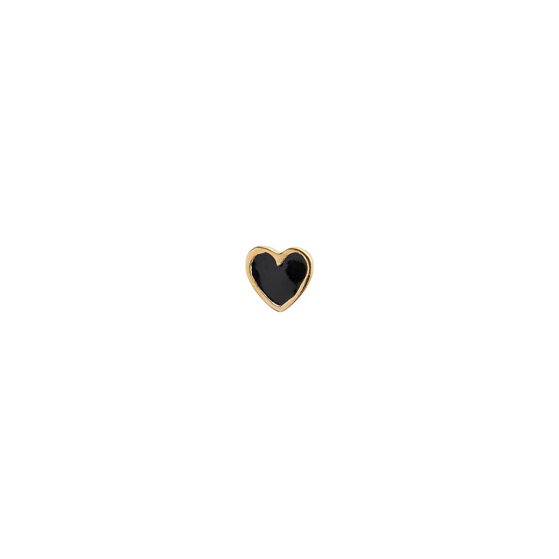 Petit love heart enamel single earring Stine A, black