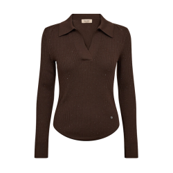 MMronika wool knit polo Mos Mosh, bracken