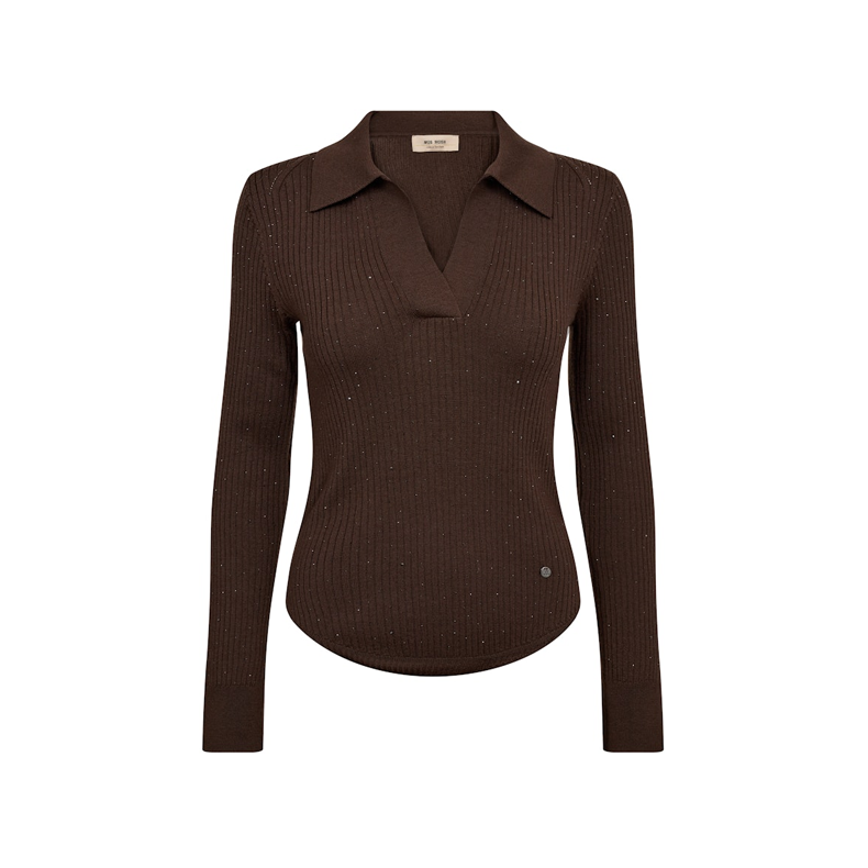 MMronika wool knit polo Mos Mosh, bracken