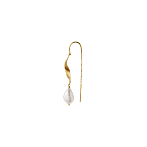 Long twisted single earring with baroque pearl Stine A