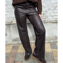 Boadep pants hw full length straight leg, brown