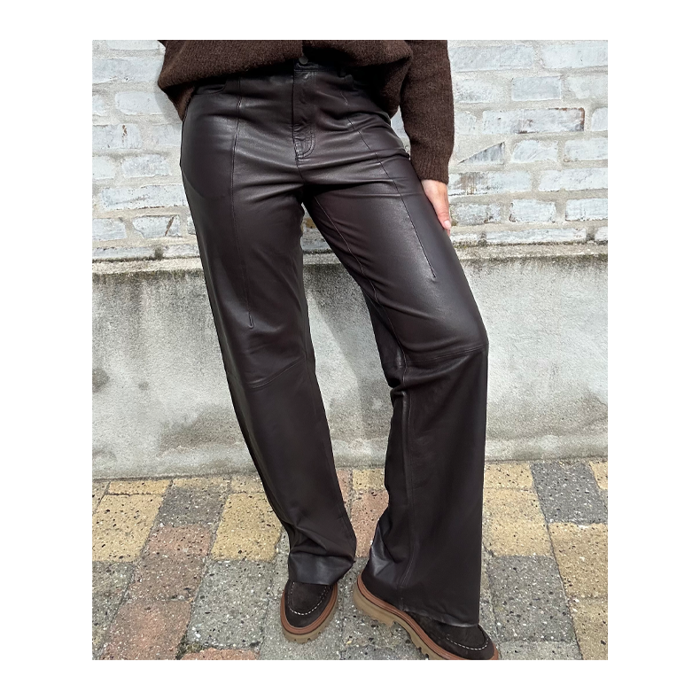 Boadep pants hw full length straight leg, brown