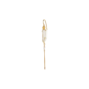 Long baroque pearl with chain single earring Stine A, white sorbet