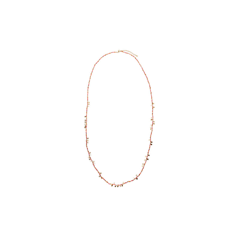 Celestine necklace Black Colour, pink mix