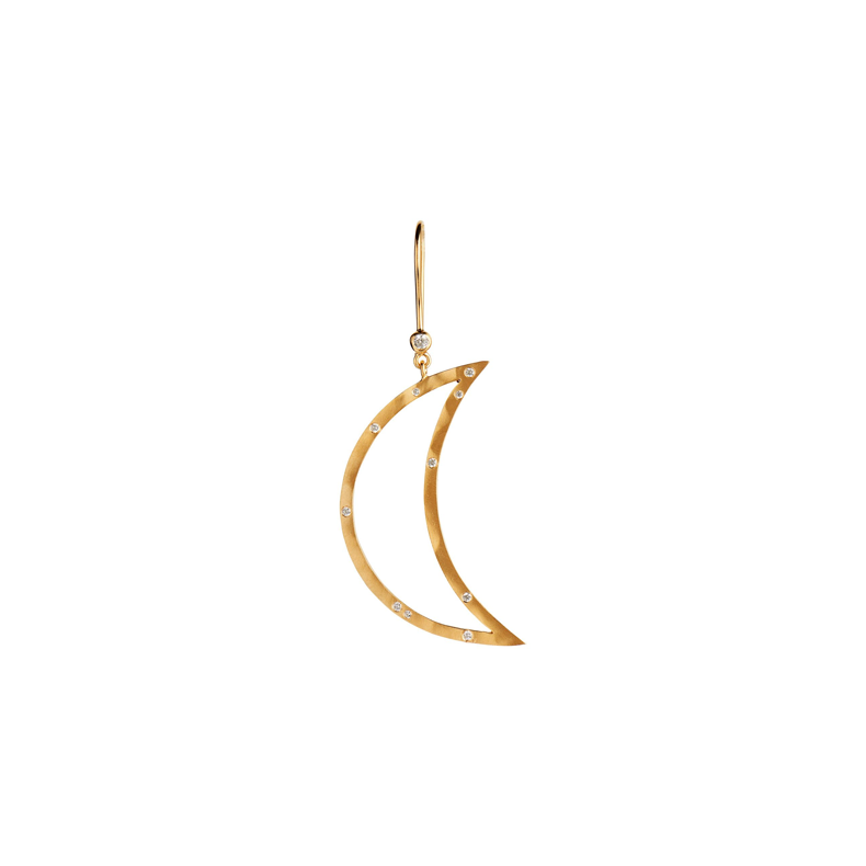 Big bella moon with stones single earring Stine A, gold