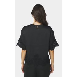 Elle heavy sateen lace top Neo Noir, black
