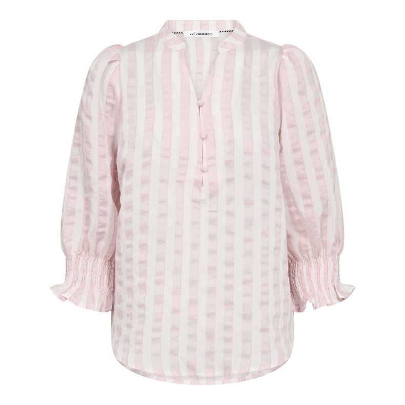 Saila stripe ss v-blouse Co'Couture, rosebloom
