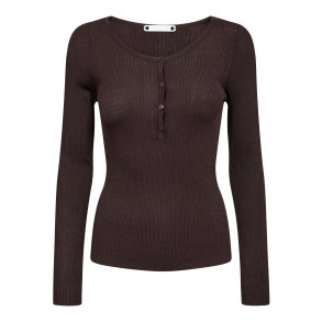 Claire grandad ls blouse Co'Couture, dark brown