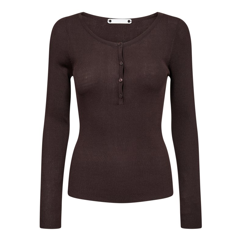 Claire grandad ls blouse Co'Couture, dark brown