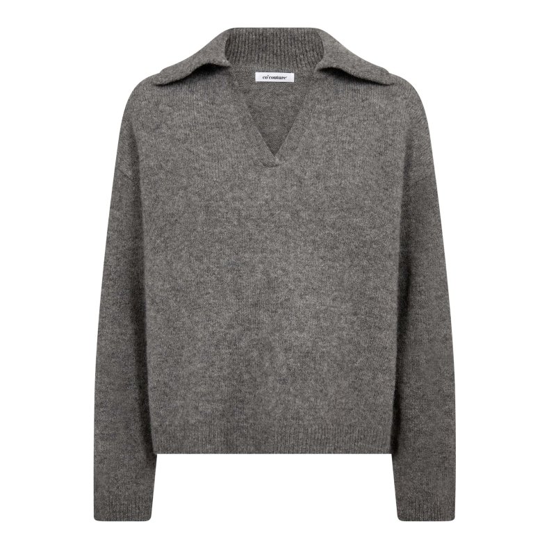 Roger ls polo knit Co'Couture, grey melange