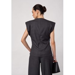 Elora check pleat top Co'Couture, dark grey