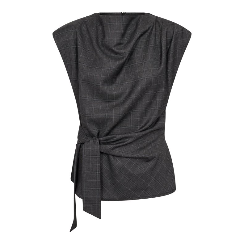 Elora check pleat top Co'Couture, dark grey