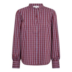 Renee check v-shirt Co'Couture, berry red