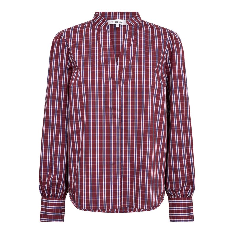 Renee check v-shirt Co'Couture, berry red