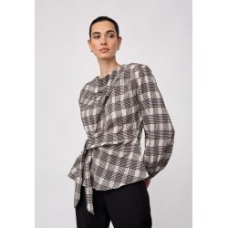 Chandler check tie blouse Co'Couture, bone