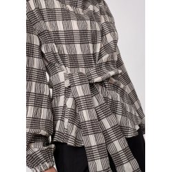 Chandler check tie blouse Co'Couture, bone